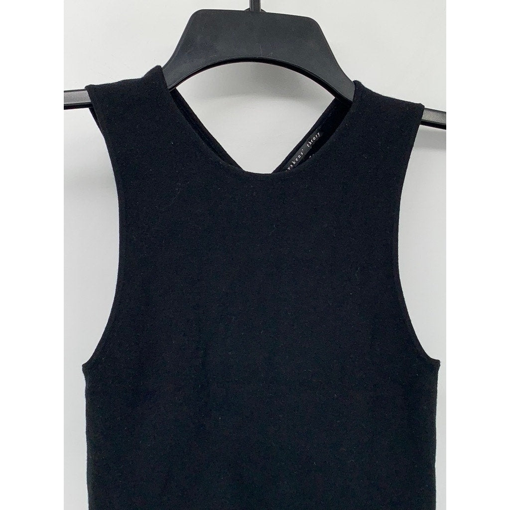 THEYSKENS' THEORY Women's Black Knit Slit Crop Top SZ P