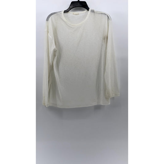 GU Women's Off-White Crewneck Lightweight Textured Oversized Long Sleeve Top SZS