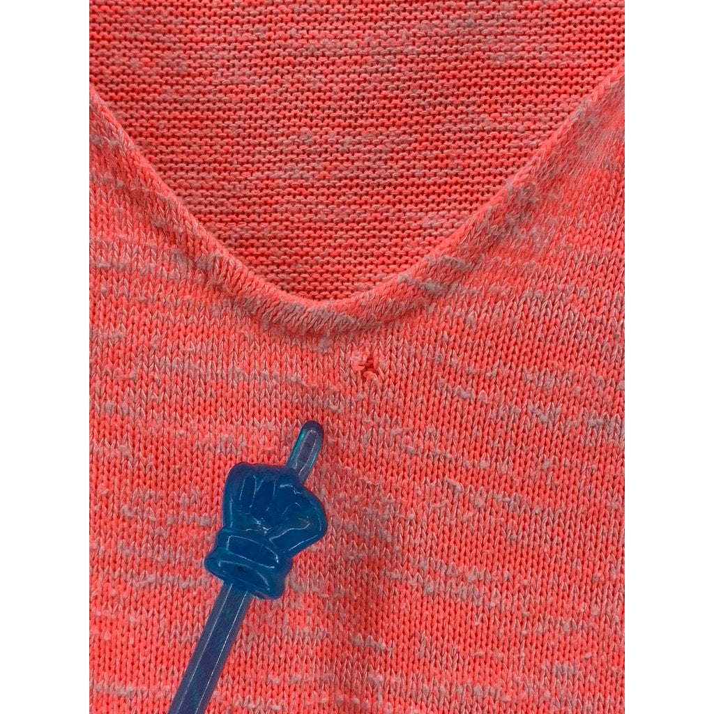 NO BOUNDARIES Juniors' Salmon V-Neck Hooded Long Sleeve Sweater Top SZ L(11-13)