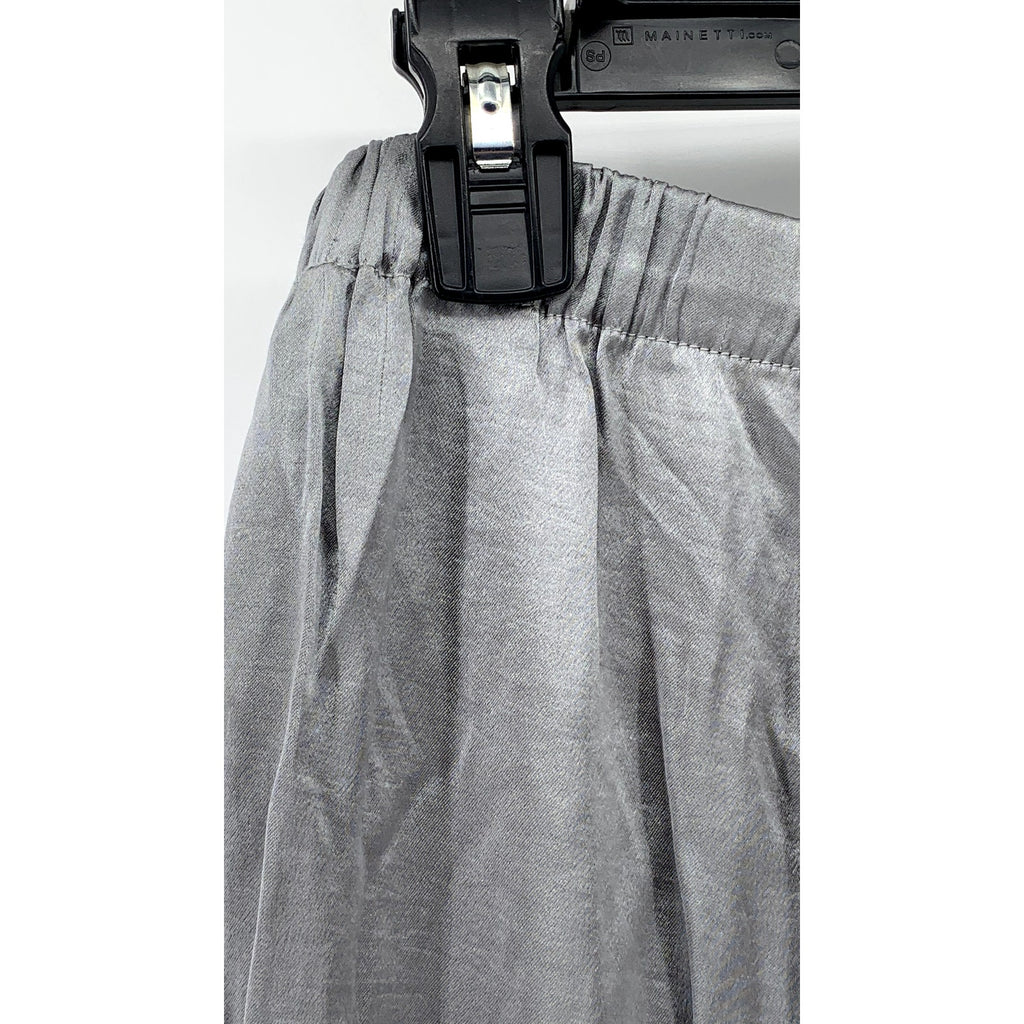 MADEWELL Women's Gray Satin Elastic-Waist Straight-Leg Full-Length Pants SZ M