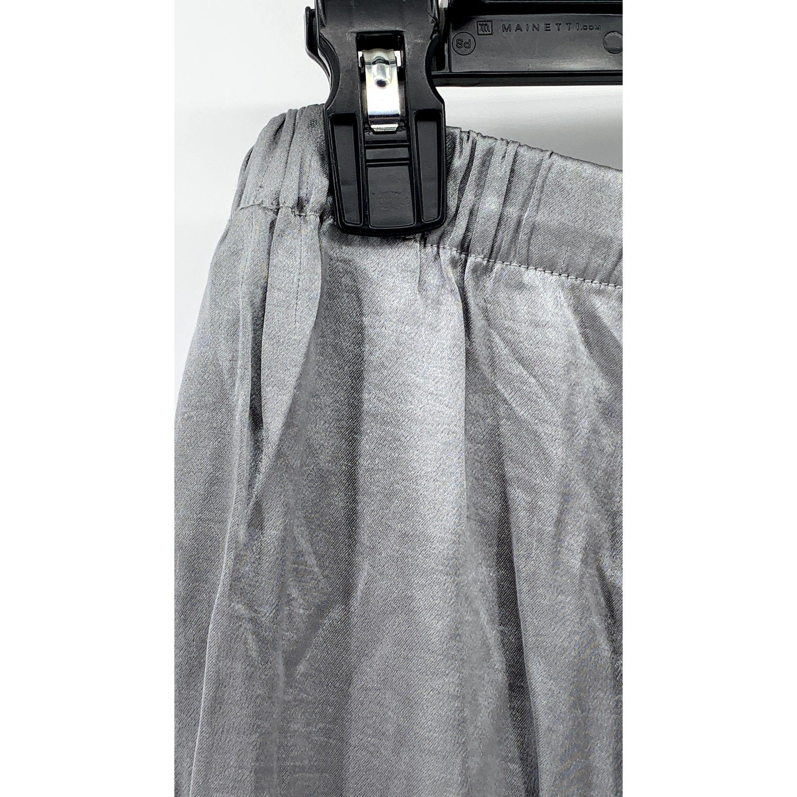 MADEWELL Women's Gray Satin Elastic-Waist Straight-Leg Full-Length Pants SZ M