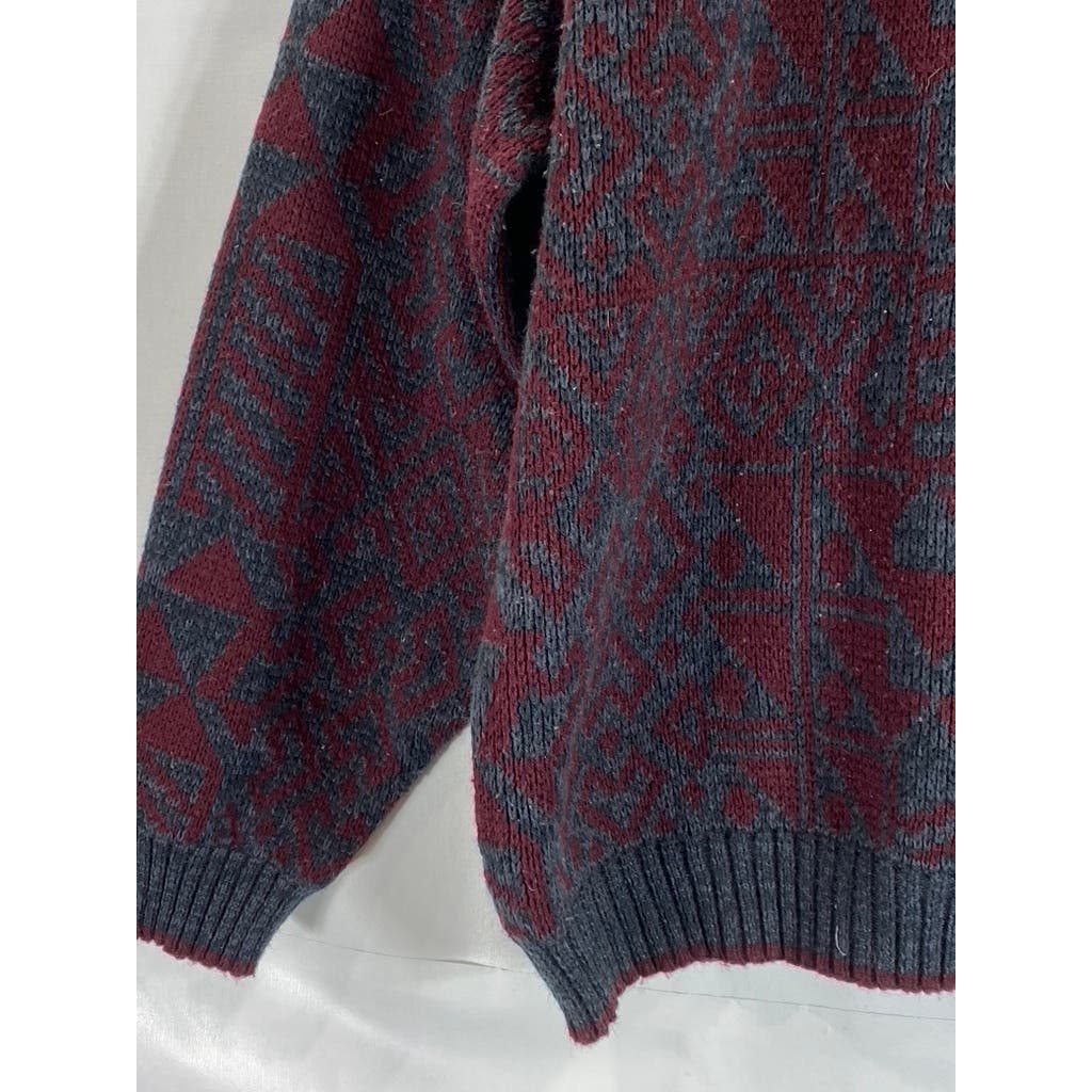 THE MEN'S STORE At Sears Men's Burgundy Printed Vintage Crewneck Sweater SZ XL