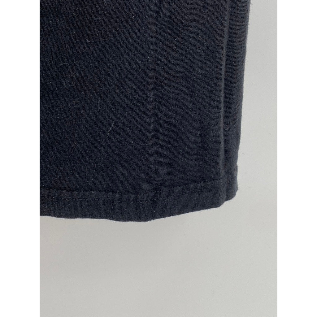 UNBRANDED Men's Black-Red Embroidered Crewneck Short Sleeve Casual T-Shirt SZ S