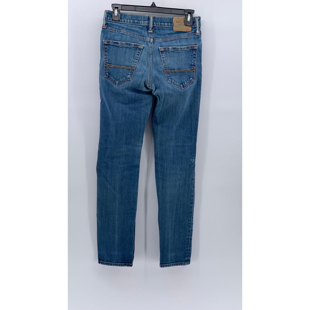 ABERCROMBIE & FITCH Men's Dark Blue Denim Distressed Slim-Leg Jeans SZ 28X30
