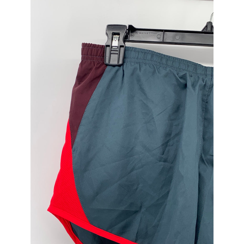 NIKE Women's Gray-Red Mesh Lined Pull-On Dri-Fit Drawstring Active Shorts SZ S