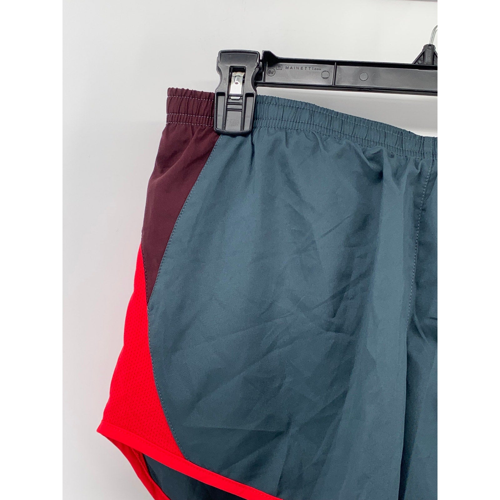 NIKE Women's Gray-Red Mesh Lined Pull-On Dri-Fit Drawstring Active Shorts SZ S