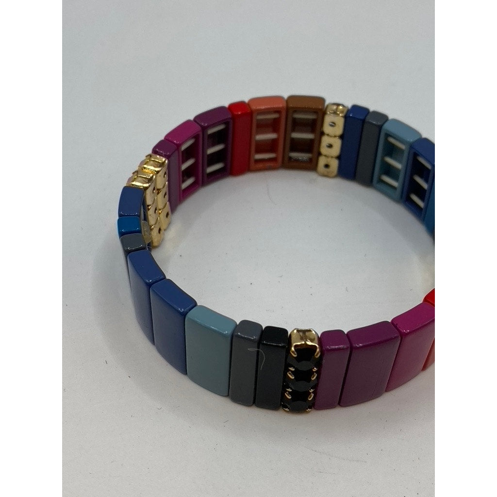 UNBRANDED Women's Multicolor Square Stretch Boho Bracelet SZ OS