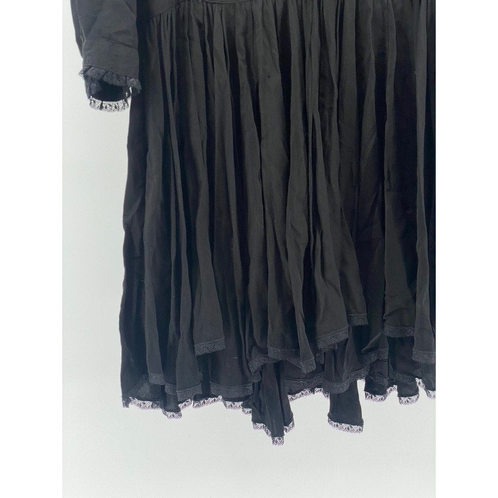 ZADIG  & VOLTAIRE Women's Black Ruffle-Trim Long Sleeve Prairie Knee Dress SZ XS