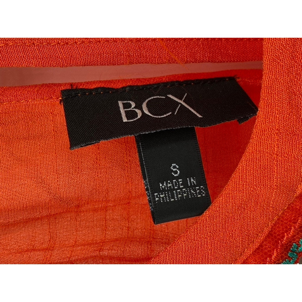 BCX Women's Orange Scoop-Neck Beaded Embellished Relaxed Fit Sleeveless Top SZ S