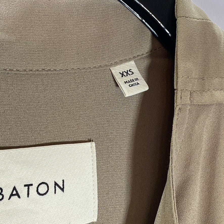 BABATON Women's Beige Open-Front Flowy Modern Belted Trench Coat SZ XXS