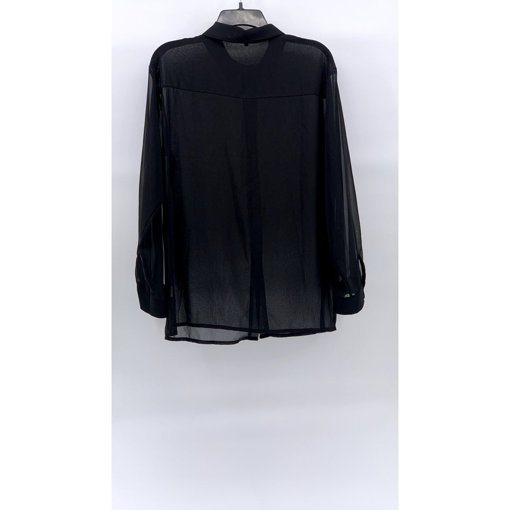 UNBRANDED Women's Black Sheer Button-Up Long Sleeve Top SZ S