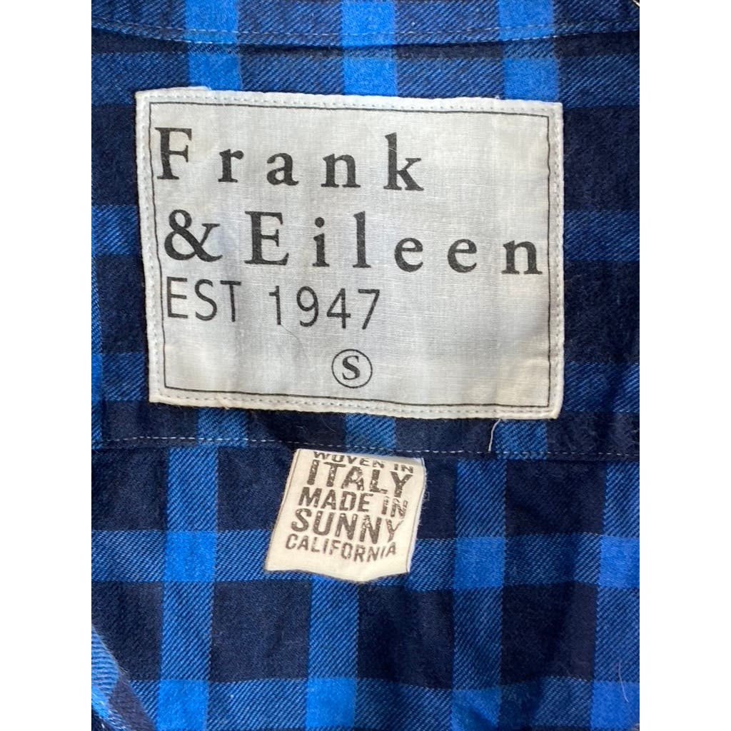 FRANK AND EILEEN Women's Blue/Black Plaid Eileen Relaxed Button-Up Shirt SZ S