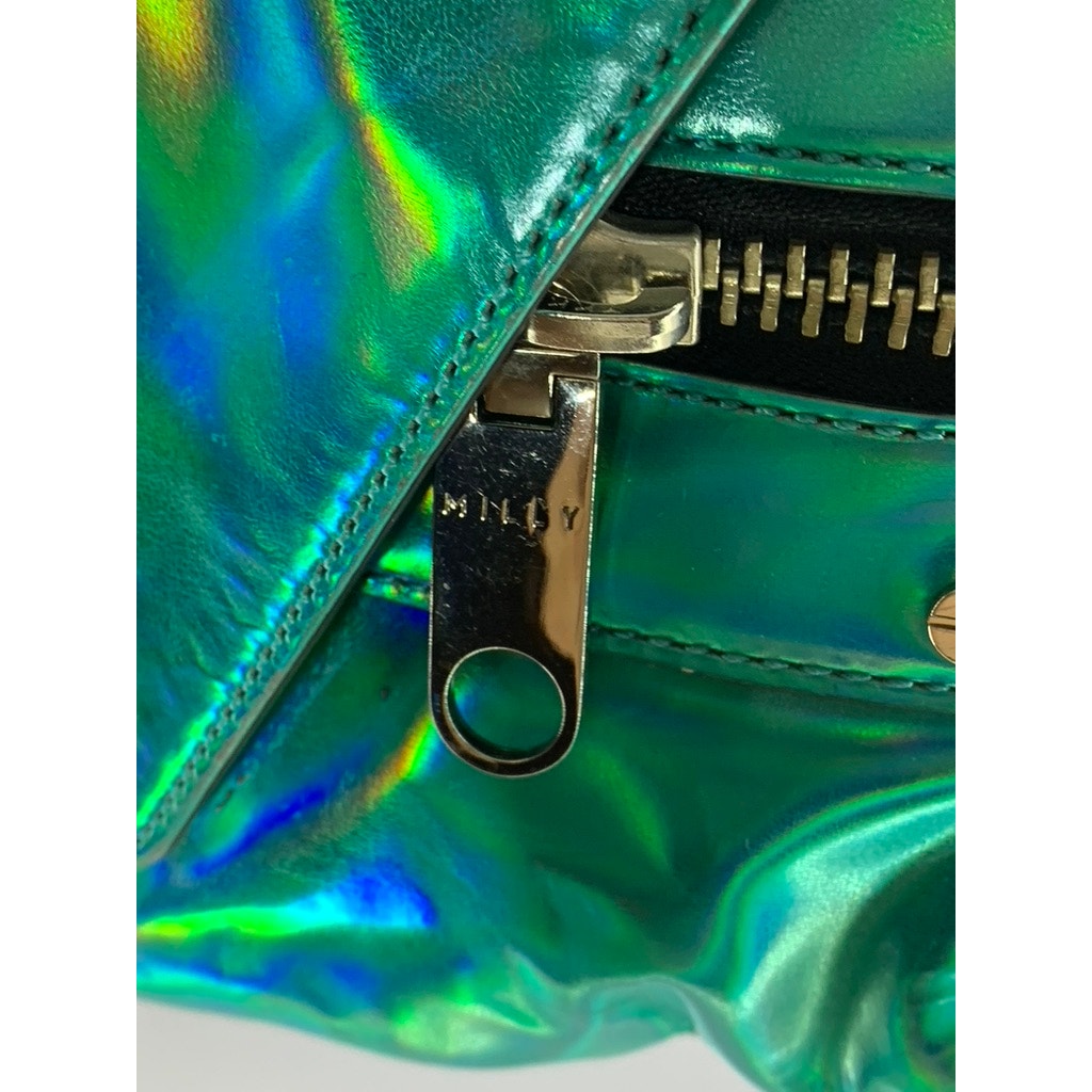 MILLY Women's Green Iridescent Flap Shoulder Bag