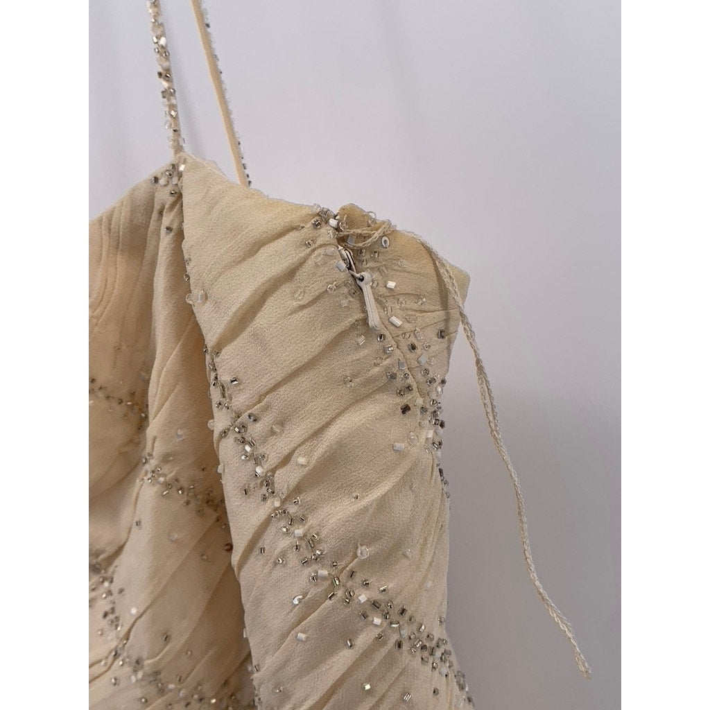 CHRISTYNE FORTI Women's Beige Rhinestone 2-Pc Gown SZ 12