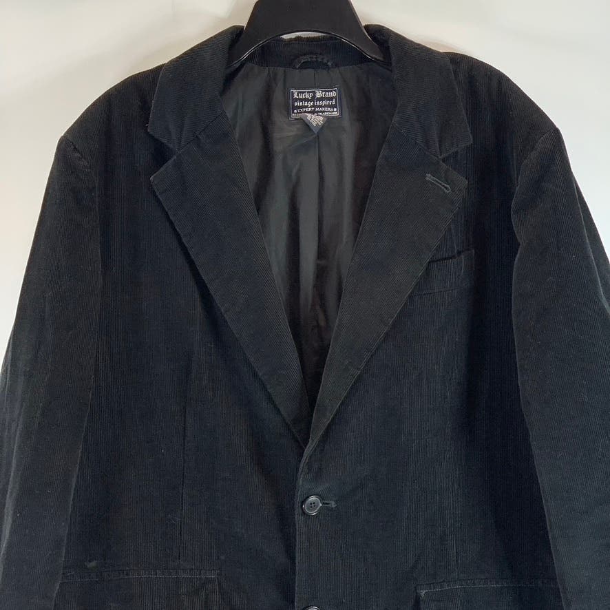 LUCKY BRAND Men's Black Corduroy Vintage Inspired Two-Button Blazer SZ 2XL