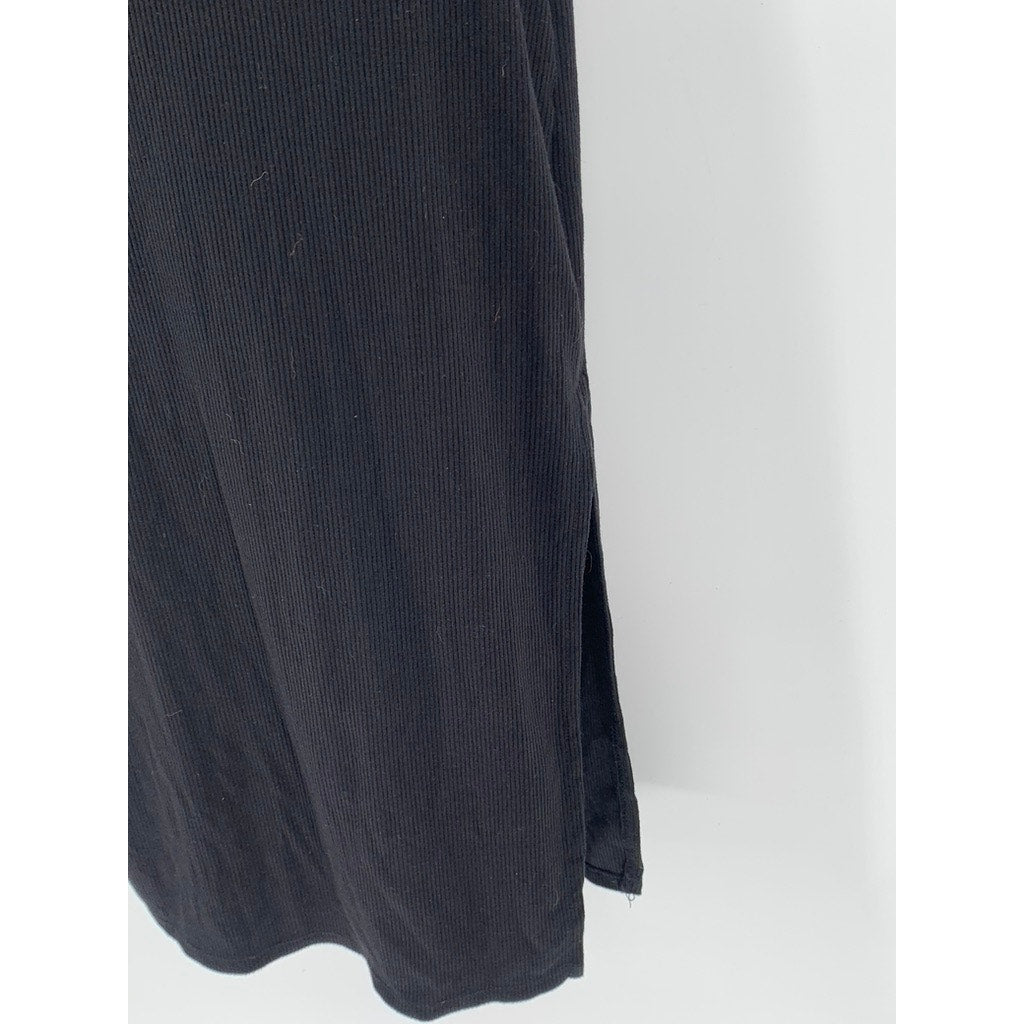WINDSOR Women's Black Ribbed Cutout V-Neck Maxi Dress SZ L