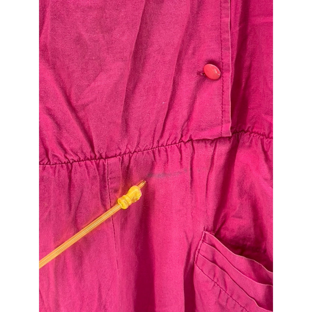 PARIS III Women's Fuchsia Side-Button Spaghetti Strap Jumpsuit SZ S