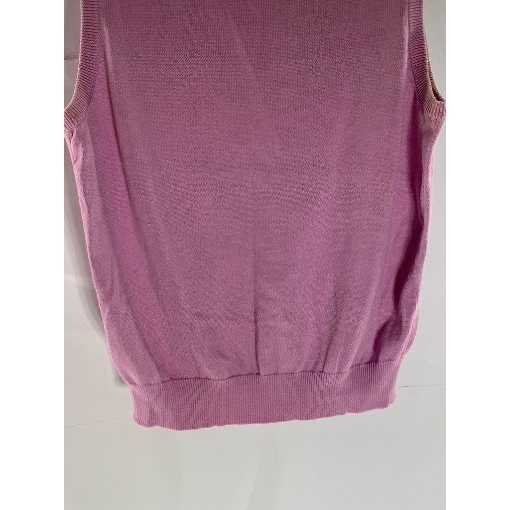 J. CREW Women's Pink Crewneck Knit Sleeveless Sweater Vest SZ M