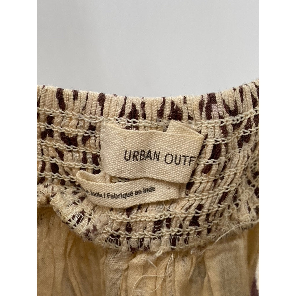 URBAN OUTFITTERS Women's Tan Multi Claudette Zig-Zag Smock Tank Mini Dress SZ S