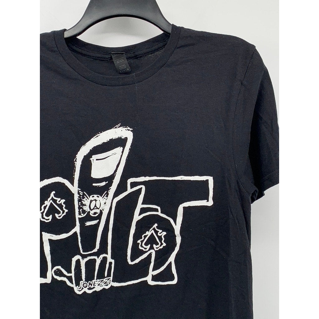 GILDAN Men's Black Logo Graphic Crewneck Casual Short Sleeve T-Shirt SZ S