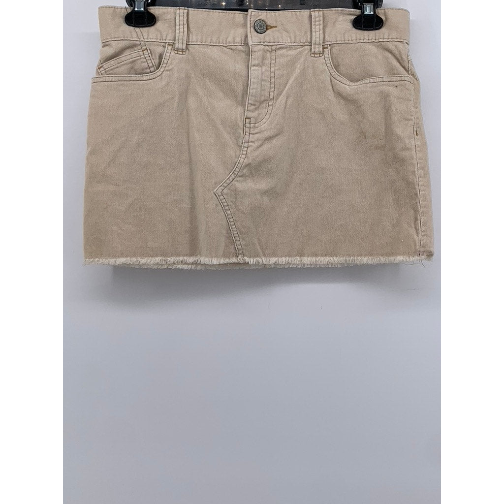 OLD NAVY Women's Beige Corduroy Stretch A-Line Mini Skirt SZ 8