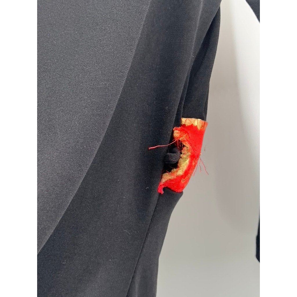 I LOVE YOU Women's Vintage Black-Red Printed Waistband V-Neck Cropped Top SZ M