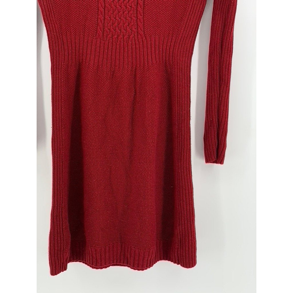 THE LIMITED Women's Red Knit Crewneck Long Sleeve Dress SZ S