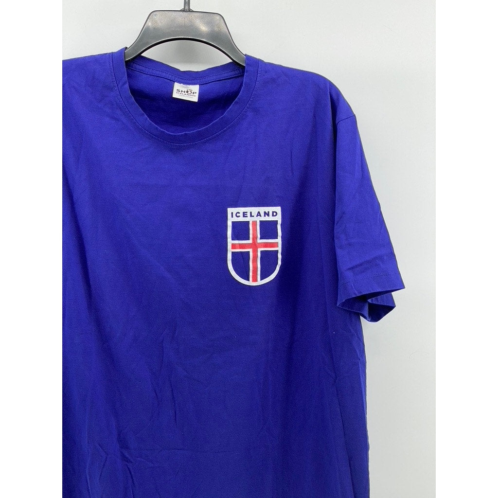 SHOP ICELANDIC Women's Royal Blue Crewneck Short Sleeve Active T-Shirt SZ XL