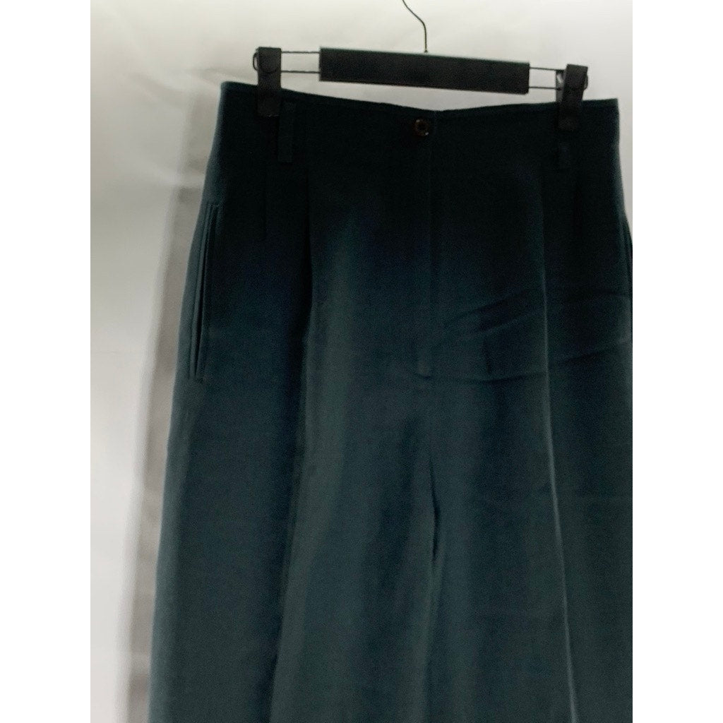 HARVE BENARD Women's Vintage Black Wool Pleated Straight-Leg Pant SZ 8