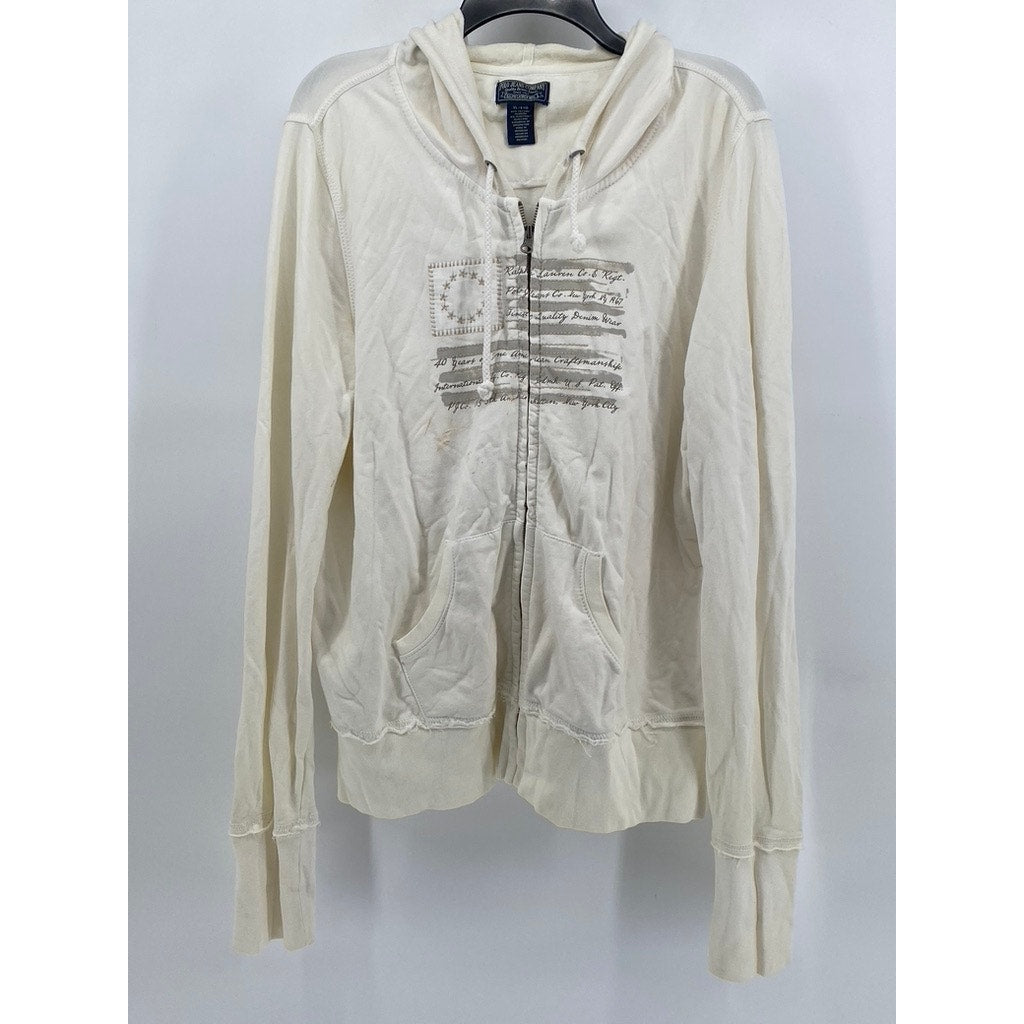 POLO JEANS COMPANY Women's Flag Logo Hooded Zip-Up Sweater SZ XL