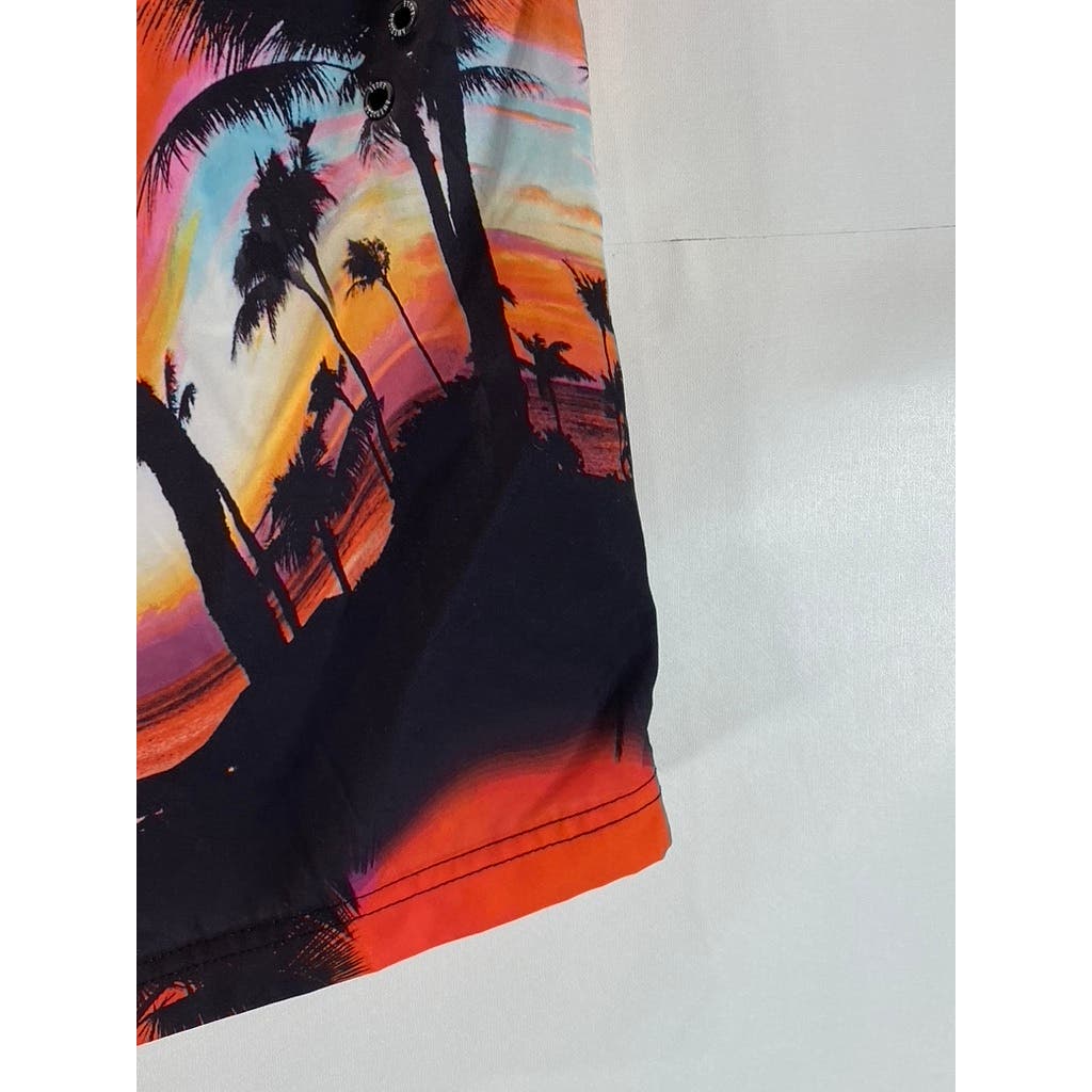 AMERICAN EAGLE Men's Red Tropical Print Drawstring Pull-On Board Shorts SZ S