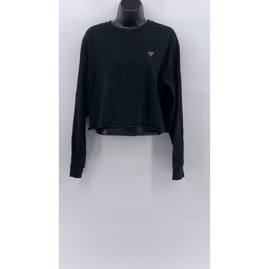 TNA Women's Black Crewneck Embroidered Logo Casual Pullover Sweatshirt SZ M