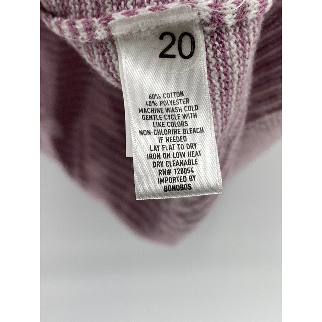BONOBOS Men's Purple-White Striped Crewneck Long Sleeve Pullover Sweater SZ L