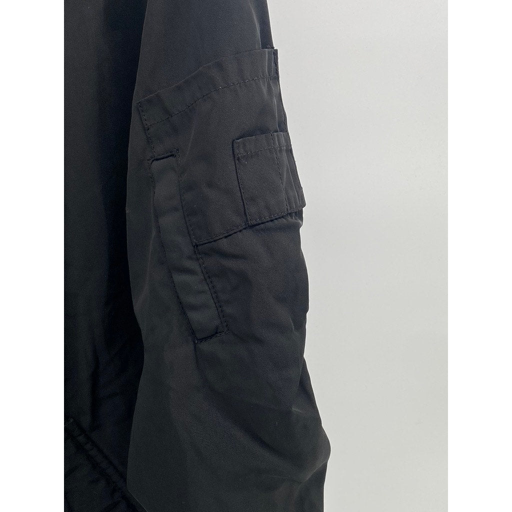 BERSHKA Men's Black Zip-Up Long Sleeve Bomber Jacket SZ L