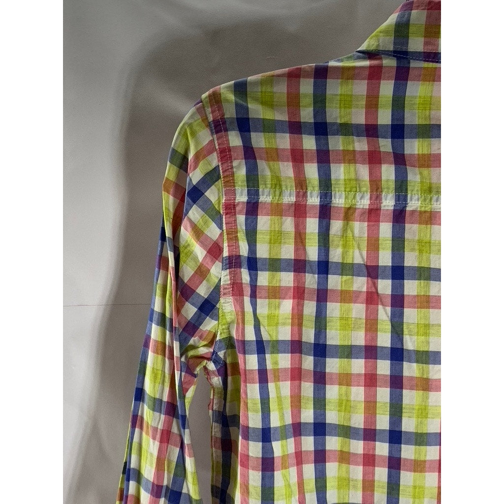 J.MCLAUGHLIN Women's Multicolor Plaid Button-Up Long Sleeve Top SZ 2