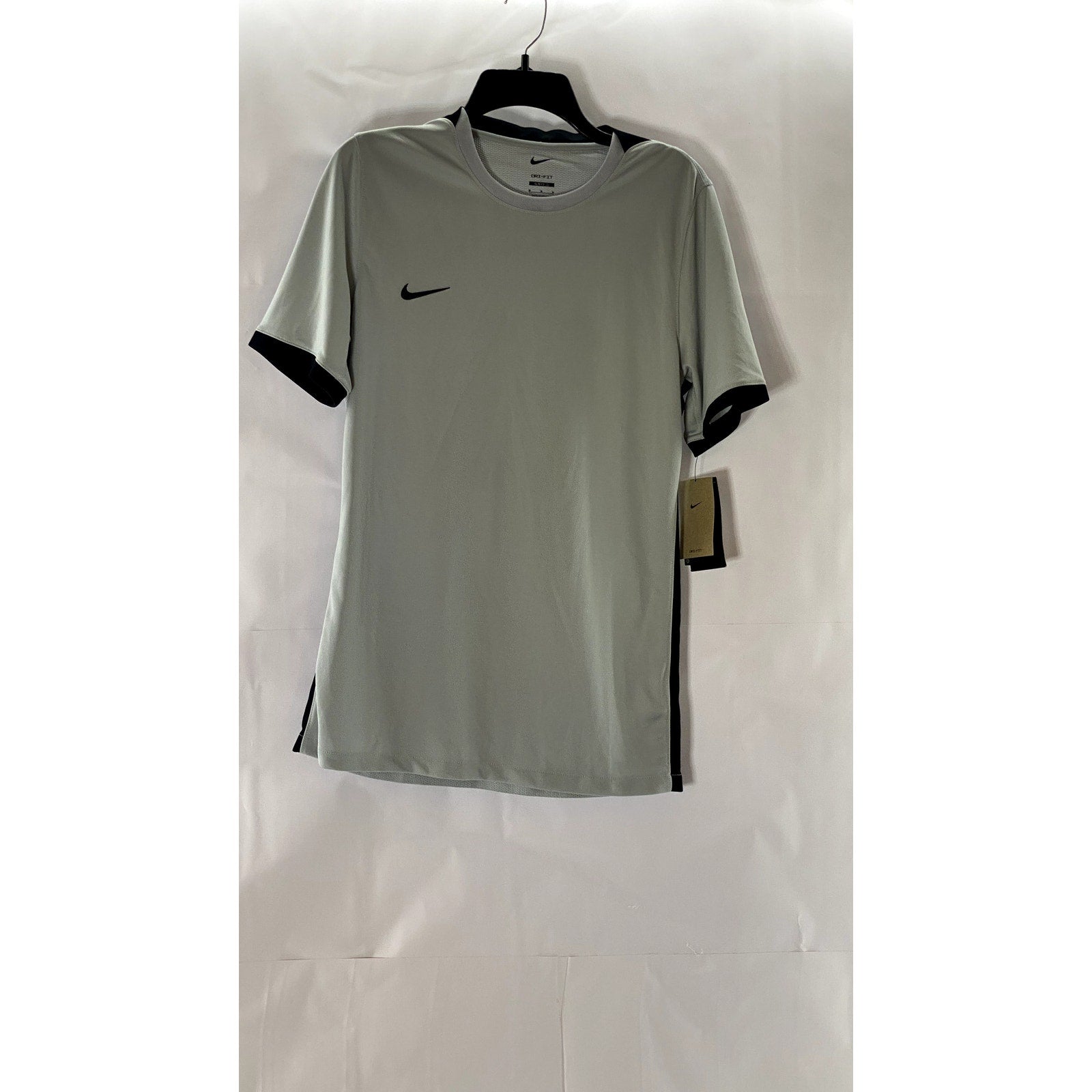 NIKE Men's Grey/Black Dri-Fit Slim-Fit Ginsberg Performance Soccer Jersey SZ S