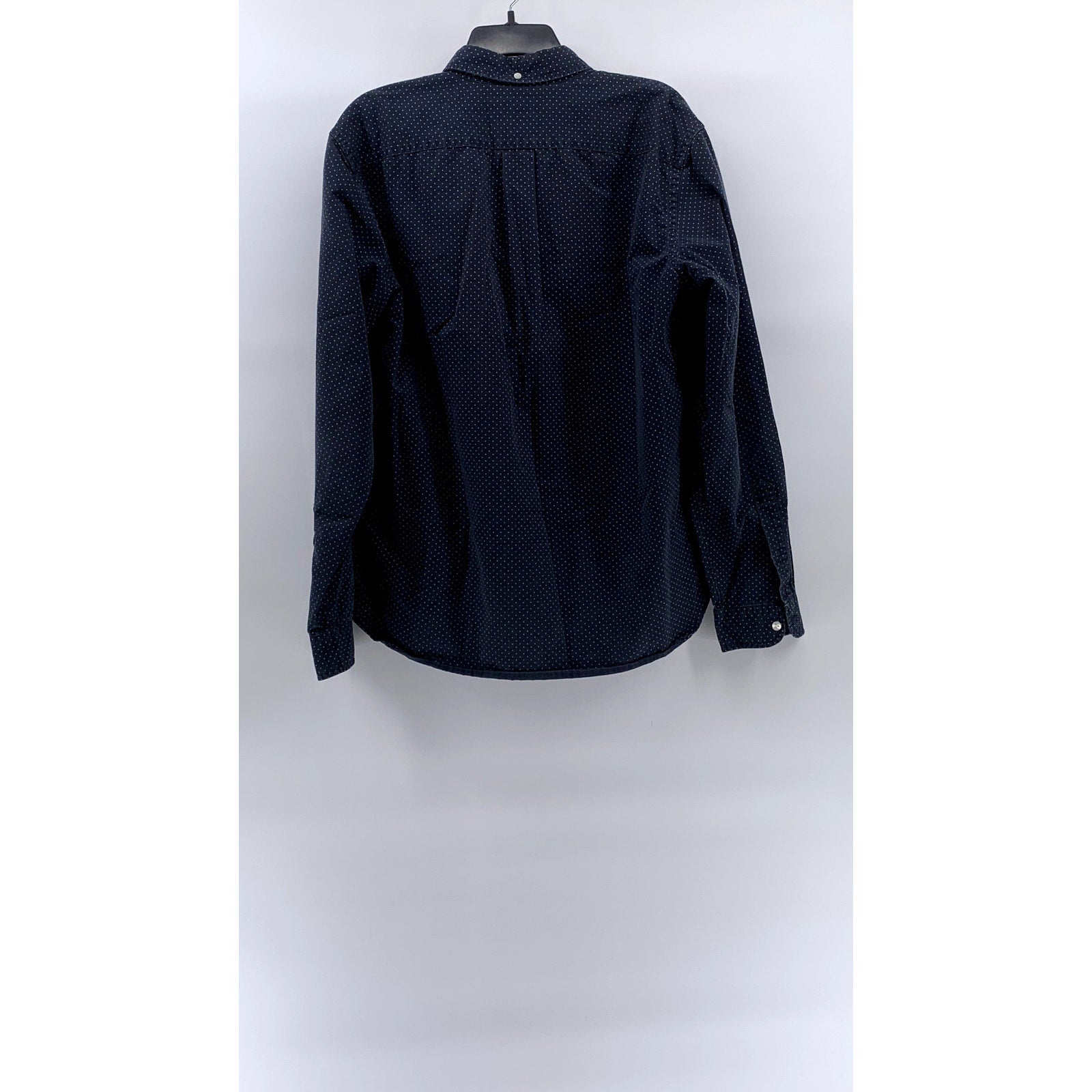 J.CREW Men's Navy Blue Micro Dot Regular-Fit Button-Up Long Sleeve Shirt SZ L