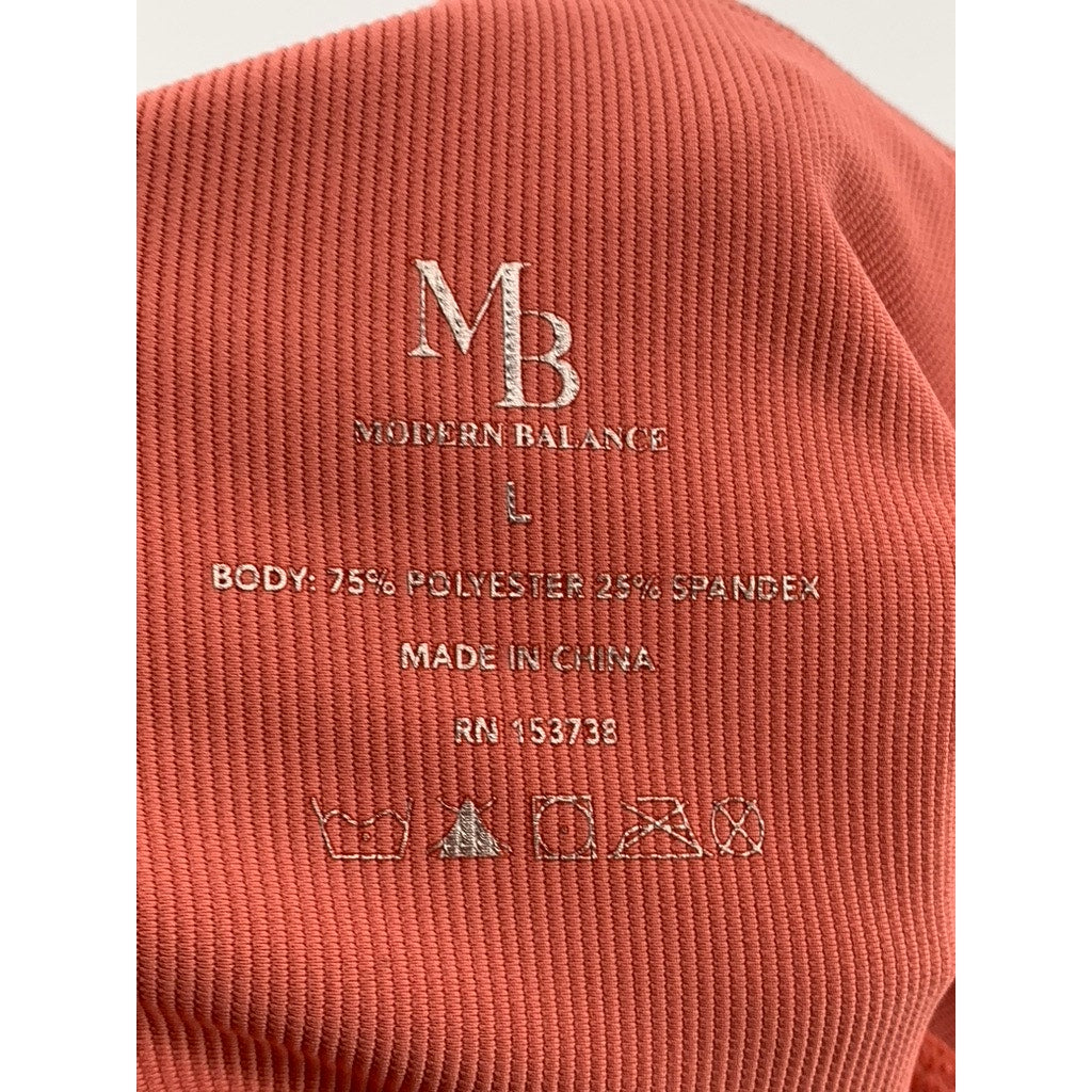 MODERN BALANCE Women's Orange RIbbed Cropped Leggings SZ L