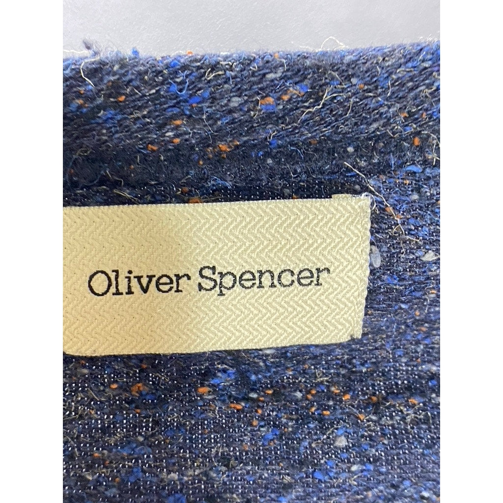 OLIVER SPENER Men's Dark Blue Cotton-Blend Crewneck Long Sleeve Sweater SZ L