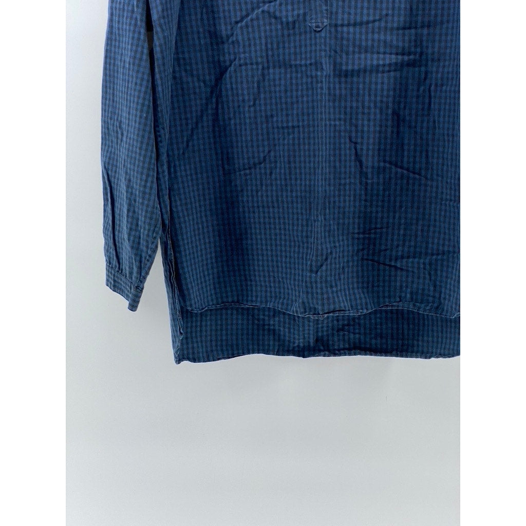 RAG & BONE/JEAN Women's Blue Gingham V-Neck Long Sleeve Classic Fit Blouse SZ M