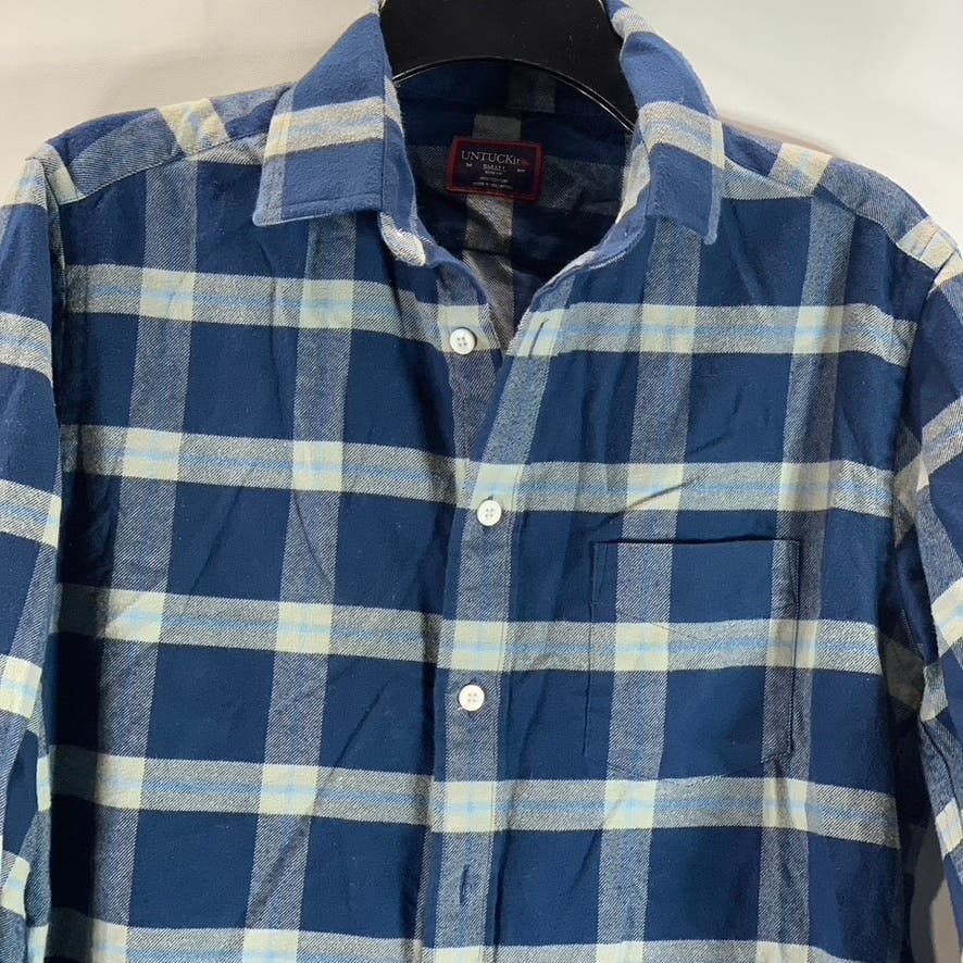 UNTUCKIT Men's Blue Plaid Slim-Fit Vougeot Button-Up Long Sleeve Shirt SZ S