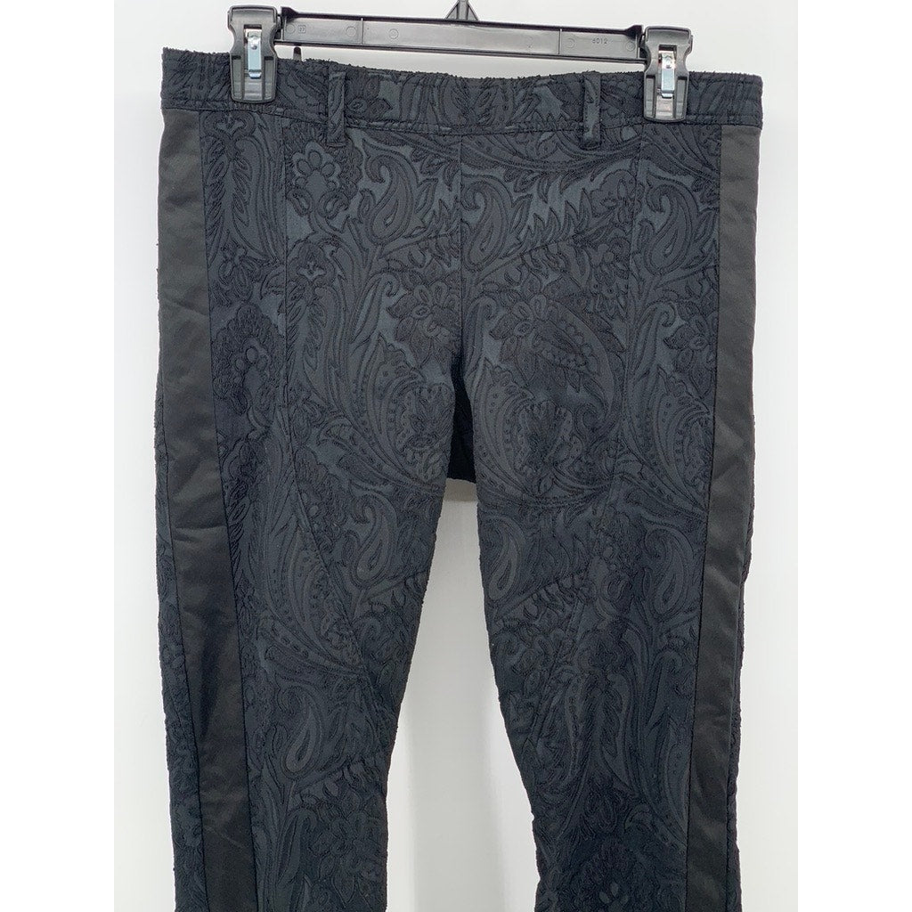 FAITH CONNEXION Women’s Black Textured Brocade Zipper-Hem High-Rise Pant SZ 4