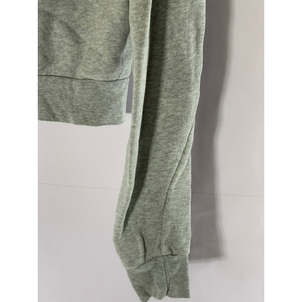 BRANDY MELVILLE Women's Gray Crystal Zip-Up Hooded Long Sleeve Sweater SZ S