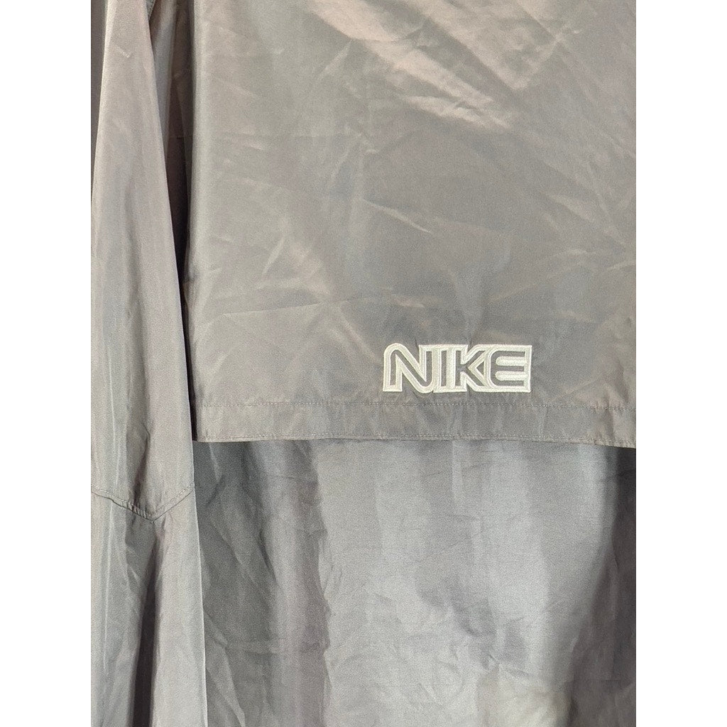 NIKE Men's Gray/Black Colorblock Single Swoosh Zip-Up Windbreaker Jacket SZ 2XL