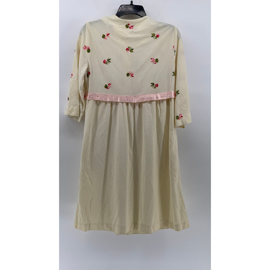LISANNE Juniors' Vintage Cream Embroidered Floral Button-Up Midi Dress SZ M