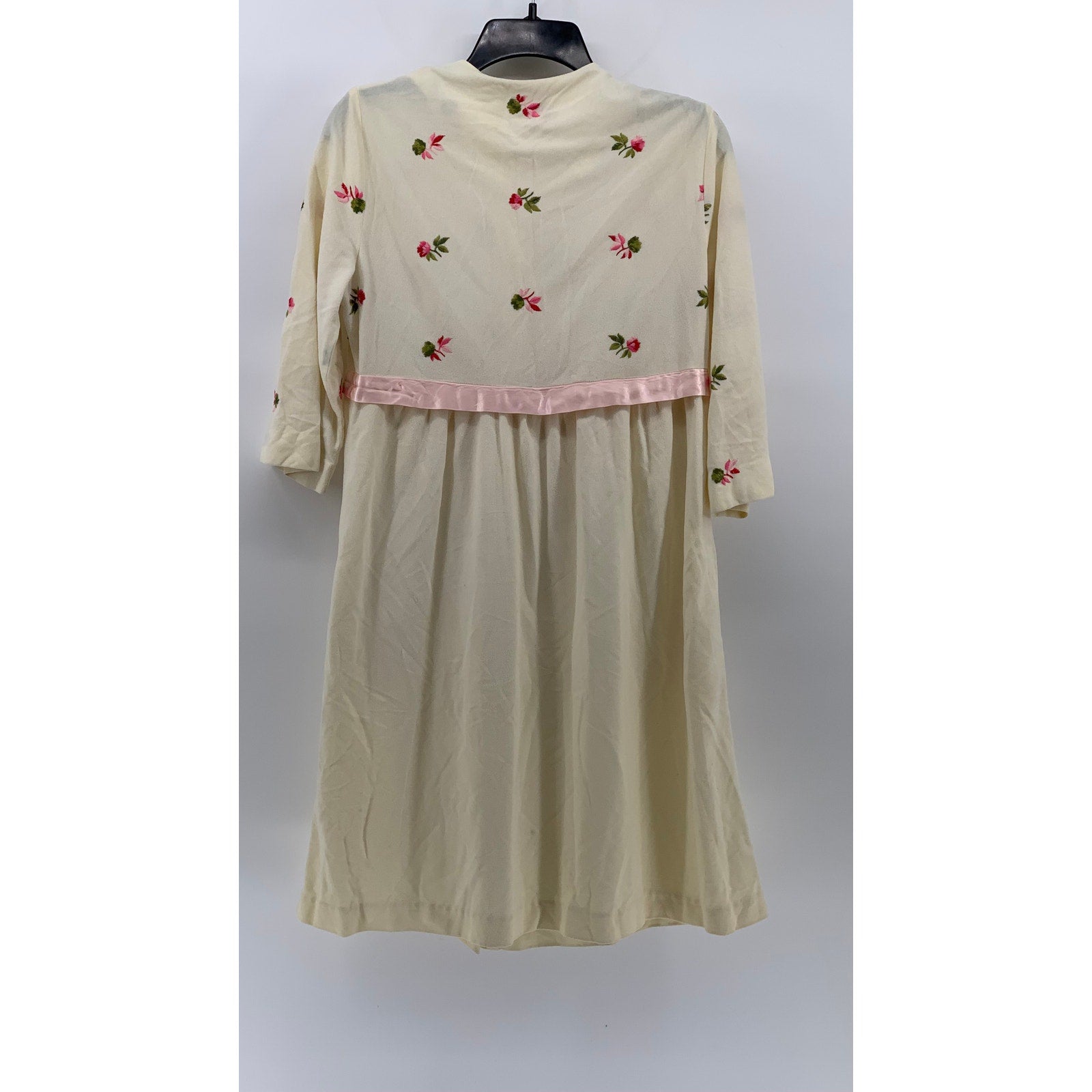 LISANNE Juniors' Vintage Cream Embroidered Floral Button-Up Midi Dress SZ M