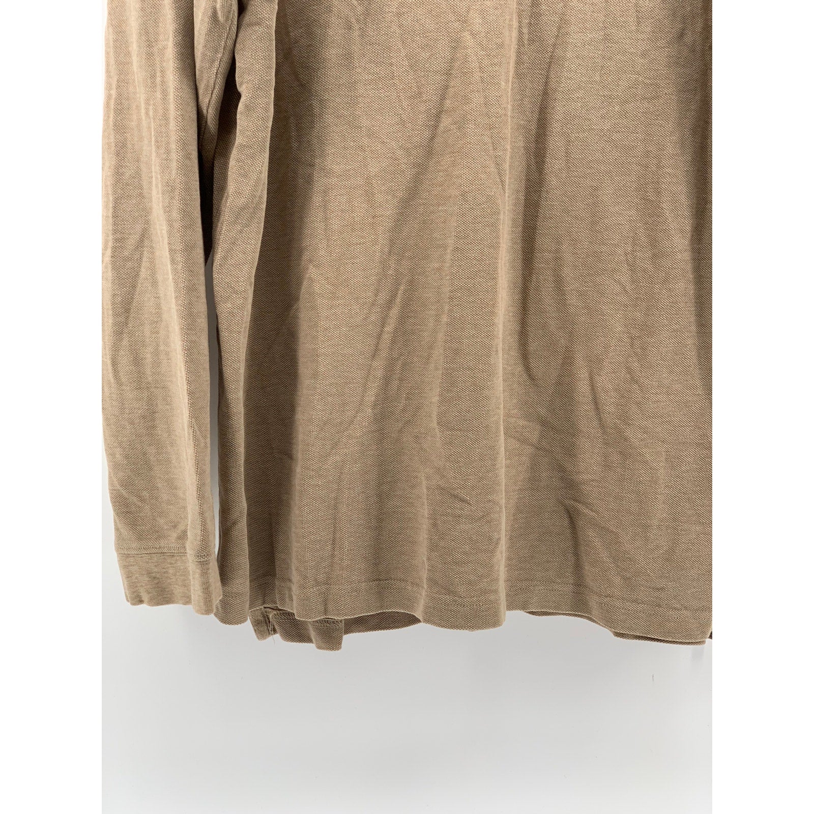 GRANT THOMAS Men’s Tan Solid Long Sleeve Casual Polo Shirt SZ L