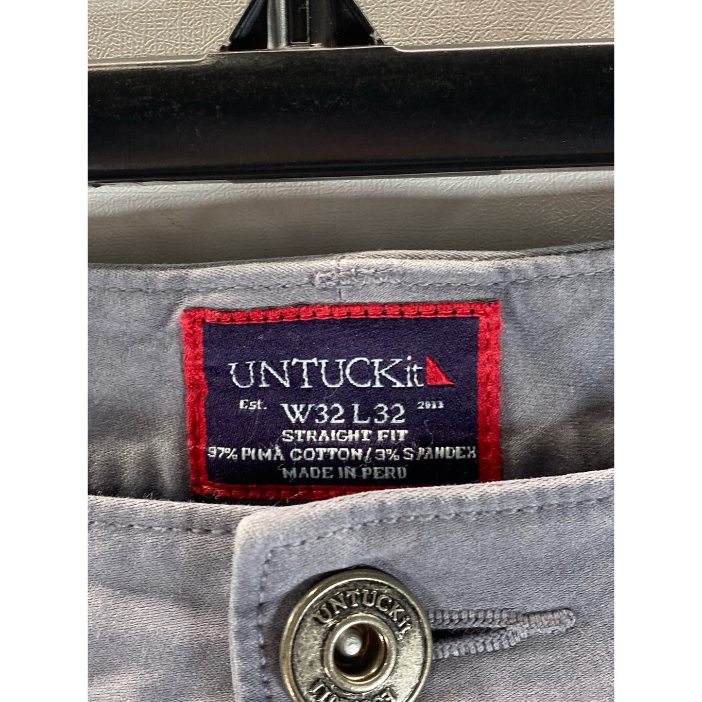 UNTUCKIT Men's Kenzo Gray Straight-Leg Pima Cotton Five-Pocket Jean SZ 32X32