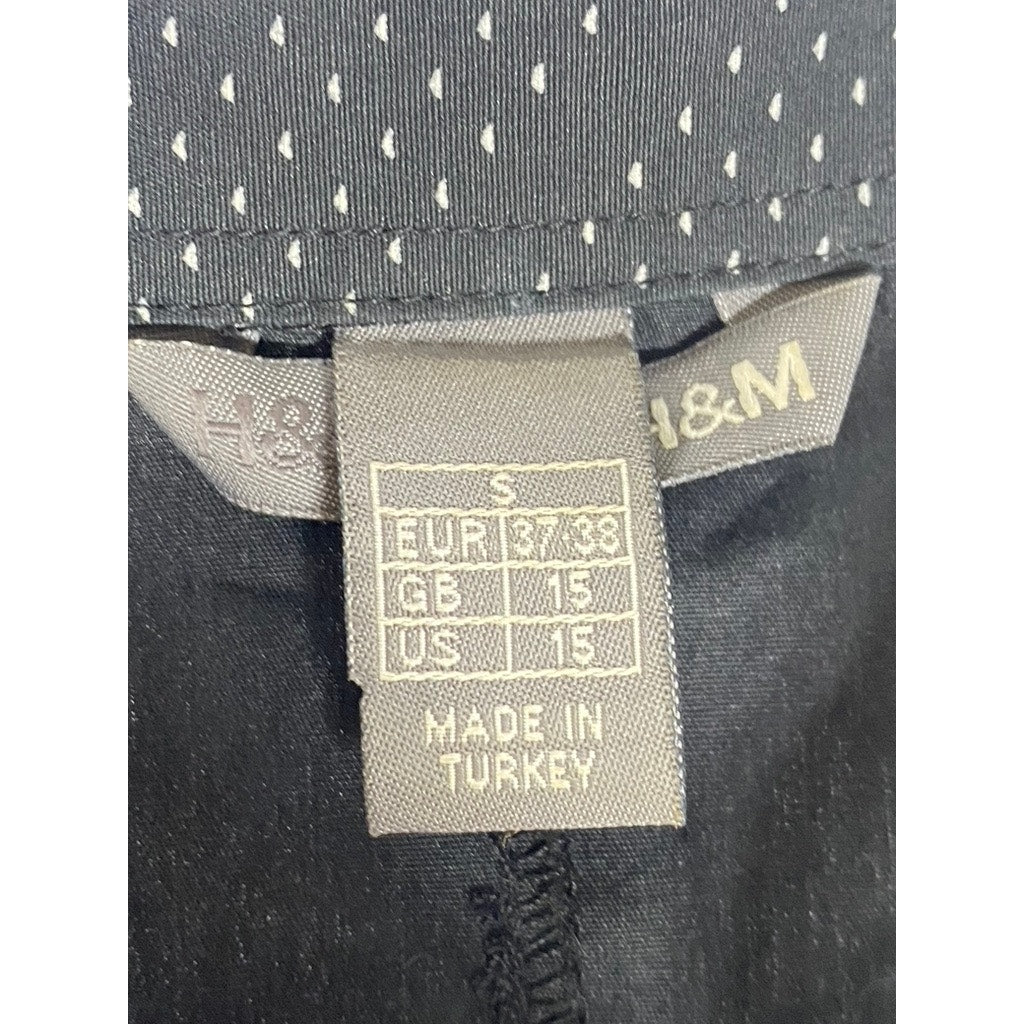 H&M Men's Black Micro Dot Striped Regular-Fit Button-Up Long Sleeve Shirt SZ S