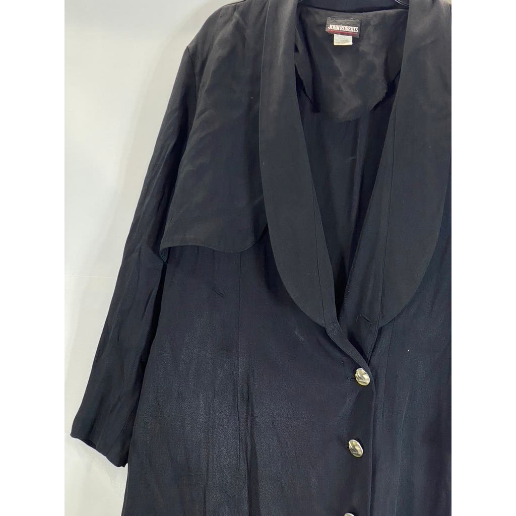 JOHN ROBERTS Women's Black Midi Vintage 80's 3 Button Trench Dress SZ 15/16